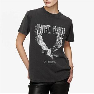 Anine Bing Lili Tee Eagle- WASHED BLACK Small